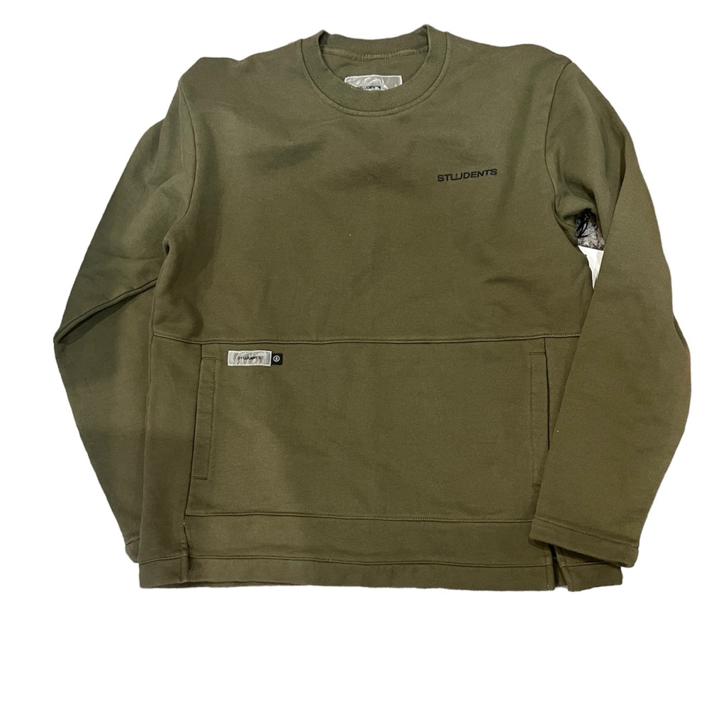 Students Military Green Sweatshirt with Kangaroo Pockets Size M